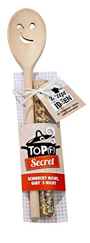 Holz Kochlöffel Topf Secret mit Gesicht + Gewürz + Rezeptidee Geschenk von G.Handwerk