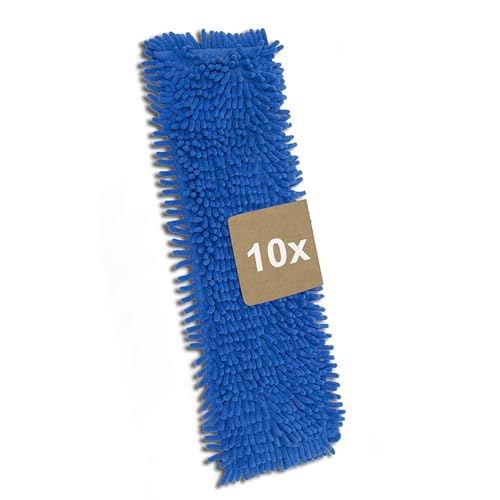 G.I.V. - Reinigungstechnik Chenillemopp Basic Wischbezug blau, 40cm - Ersatzbezug für Bodenwischer - Wischmopp Bezug für alle gängigen Klapphalter - Trocken & Nass Reinigung - Bodenreinigung (10x) von G.I.V. - Reinigungstechnik