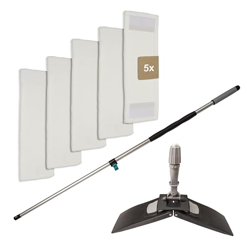 G.I.V. - Reinigungstechnik Bodenwischer Set Teleskopstiel 96-180cm mit gummiertem Handgriff + Klapphalter & 5X Microfasermopp Bezug 40cm - Wischbezug Mikrofaser Bodenreinigung - Wischmopp mit Stiel G.I.V. - Reinigungstechnik Bodenwischer Set Teleskopstiel 96-180cm mit gummiertem Handgriff + Klapphalter & 5X Microfasermopp Bezug 40cm - Wischbezug Mikrofaser Bodenreinigung - Wischmopp mit Stiel von G.I.V. - Reinigungstechnik