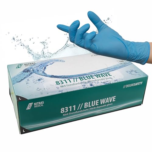 G.I.V. - Reinigungstechnik Nitril Einweghandschuhe 1x100 - Größe L, Latexfreie & Puderfreie Nitrilhandschuhe - Chemikaliensicher, Hygienisch & reißfest - Einmalhandschuhe für Gewerbe & Heimgebrauch von G.I.V. - Reinigungstechnik