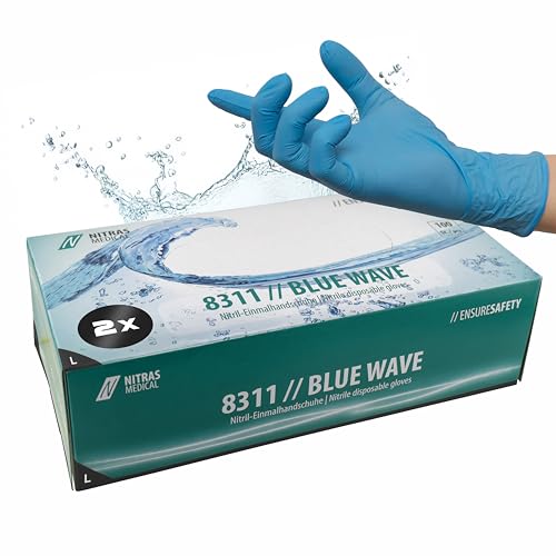 G.I.V. - Reinigungstechnik Nitril Einweghandschuhe 2x100 - Größe L, Latexfreie & Puderfreie Nitrilhandschuhe - Chemikaliensicher, Hygienisch & reißfest - Einmalhandschuhe für Gewerbe & Heimgebrauch von G.I.V. - Reinigungstechnik