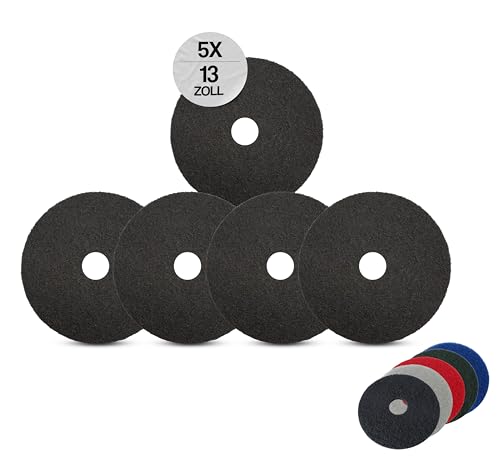 G.I.V. - Reinigungstechnik Superpads Maschinenpads aus Polyester 23-25mm - Reinigungspads für Trocken- & Nassanwendung - Hohe Reinigungsleistung für verschiedene Bodenarten (13 Zoll, Schwarz, 5er Set) von G.I.V. - Reinigungstechnik