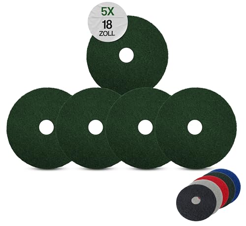 G.I.V. - Reinigungstechnik Superpads Maschinenpads aus Polyester 23-25mm - Reinigungspads für Trocken- & Nassanwendung - Hohe Reinigungsleistung für verschiedene Bodenarten (18 Zoll, Grün, 5er Set) von G.I.V. - Reinigungstechnik