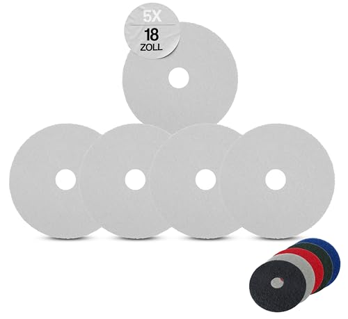 G.I.V. - Reinigungstechnik Superpads Maschinenpads aus Polyester 23-25mm - Reinigungspads für Trocken- & Nassanwendung - Hohe Reinigungsleistung für verschiedene Bodenarten (18 Zoll, Weiß, 5er Set) von G.I.V. - Reinigungstechnik