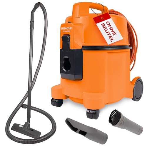 Hitachi Staubsauger CV-400 PRO mit HEPA Filter 7,5L, Beutellos - Profi Bodenstaubsauger 880W, leise 74 dB, 13m Radius, Teppichdüse & Zubehör, Gewerbesauger für Haushalt & Industrie (Orange) von G.I.V. - Reinigungstechnik
