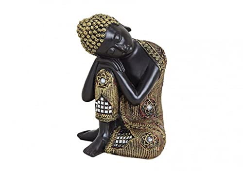 Buddha-Figur meditierend sitzend, 17 cm in schwarz Gold, Deko-Artikel für Wohnung & Haus, Buddha-Skulptur, Zen Garden, Wohnaccessoire, schöne Thai Statue von G.W.