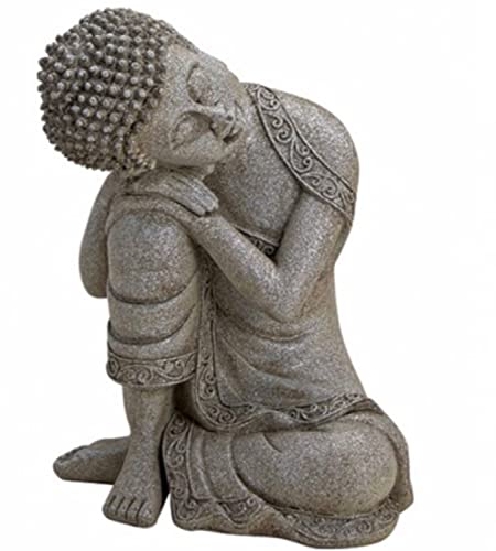 HDmirrorR Buddha-Figur meditierend sitzend, 20 cm hoch, Farbe weiß grau, Deko-Artikel für Wohnung & Haus, Buddha-Skulptur, Zen Garden, Wohnaccessoire, schöne Thai Statue von G.W.