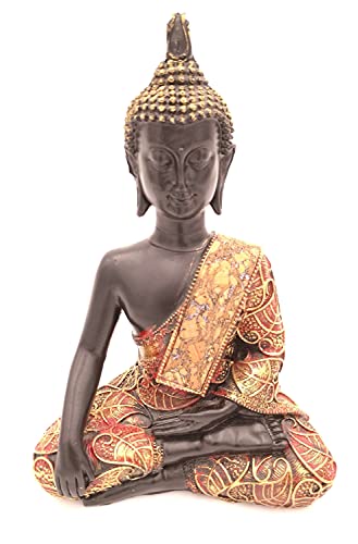 Buddha-Figur meditierend sitzend, 21 cm in schwarz Gold, Deko-Artikel für Wohnung & Haus, Buddha-Skulptur, Wohnaccessoire, schöne Thai Statue von G.W.