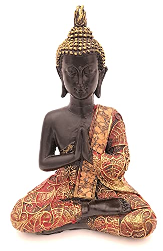 G.W. Buddha-Figur betend sitzend, 21 cm in schwarz Gold, Deko-Artikel für Wohnung & Haus, Buddha-Skulptur, Wohnaccessoire von G.W.