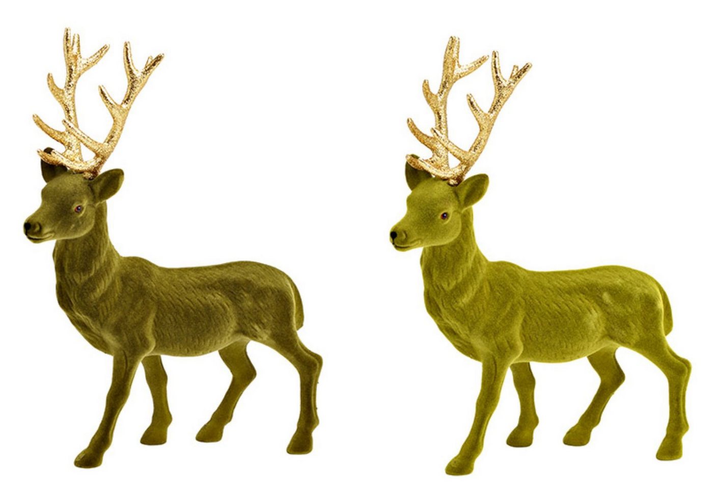 G.Wurm GmbH Dekofigur Hirsch Standfigur 2er Set Grün Gold Weihnachten 40 cm (2 St), 2er Set von G.Wurm GmbH