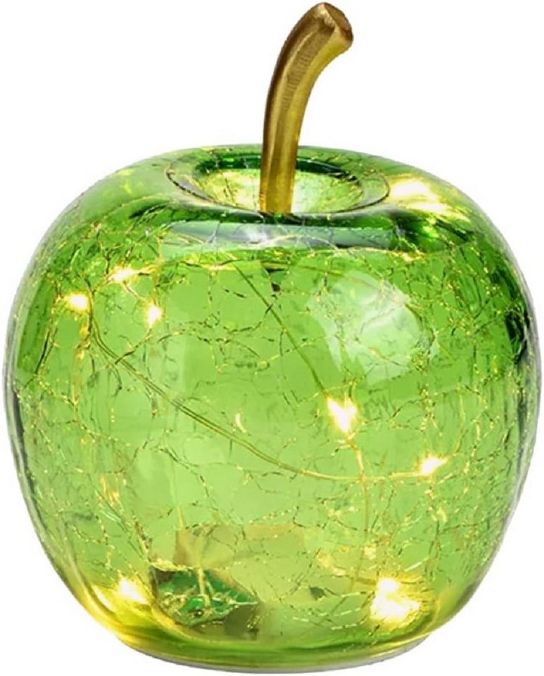 G.Wurm GmbH LED Dekoobjekt LED Dekolampe Apfel Glas 10er LED Lichterkette Timer Ø11cm hellgrün von G.Wurm GmbH