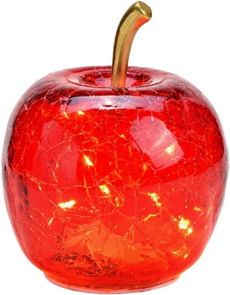G.Wurm GmbH LED Dekoobjekt LED Dekolampe Apfel Glas 10er LED Lichterkette Timer Ø11 cm rot von G.Wurm GmbH