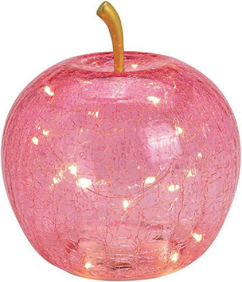 G.Wurm GmbH LED Dekoobjekt LED Dekolampe Apfel Glas 20er LED Lichterkette Timer Ø16cm pink von G.Wurm GmbH