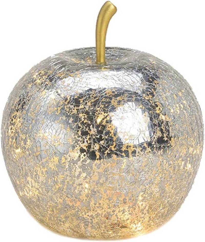 G.Wurm GmbH LED Dekoobjekt LED Dekolampe Apfel Glas 20er LED Lichterkette Timer Ø16cm silber von G.Wurm GmbH