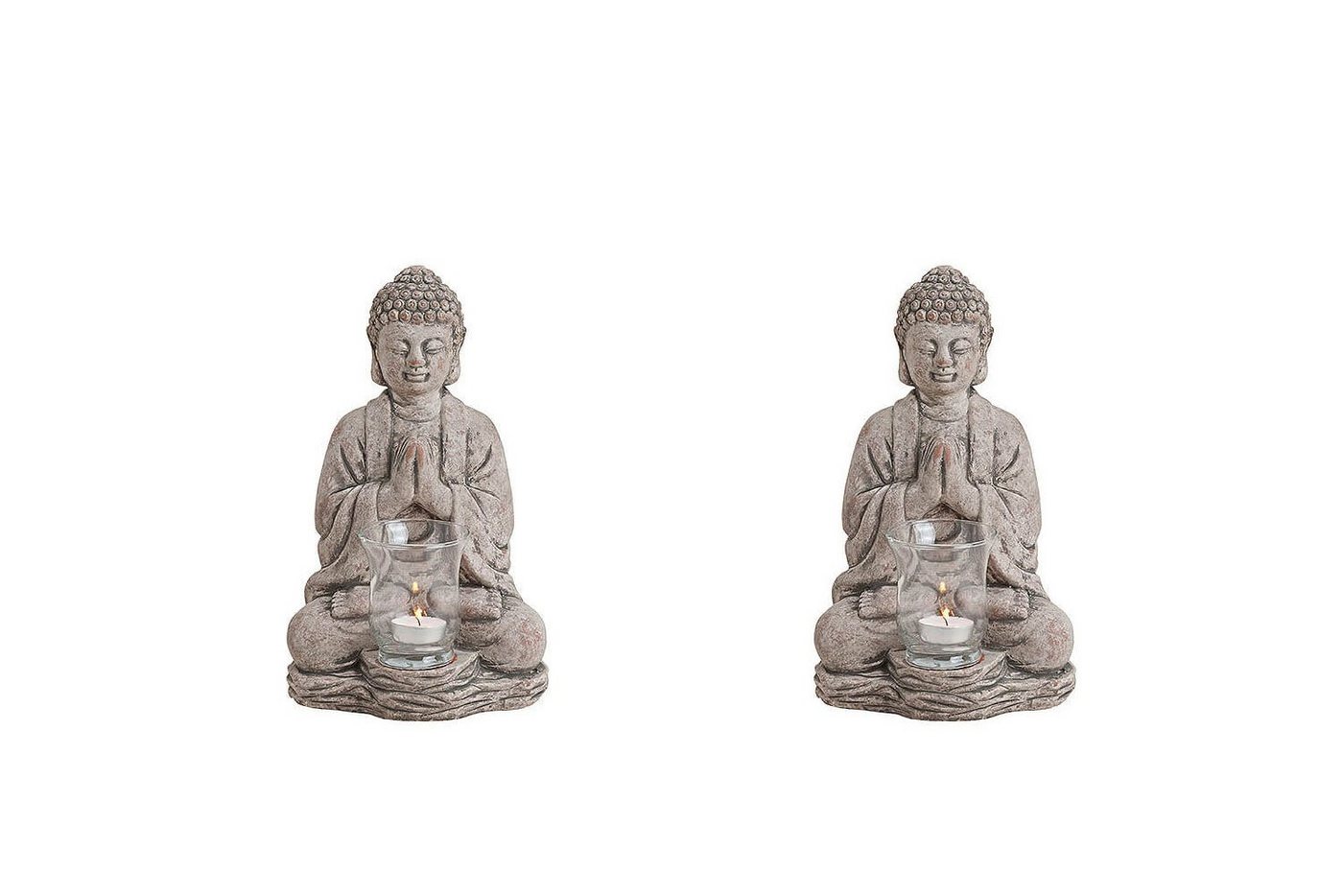 G.Wurm GmbH Teelichthalter Teelichthalter Buddha 2er-Set, ca. 18 x 15 x 30 cm von G.Wurm GmbH