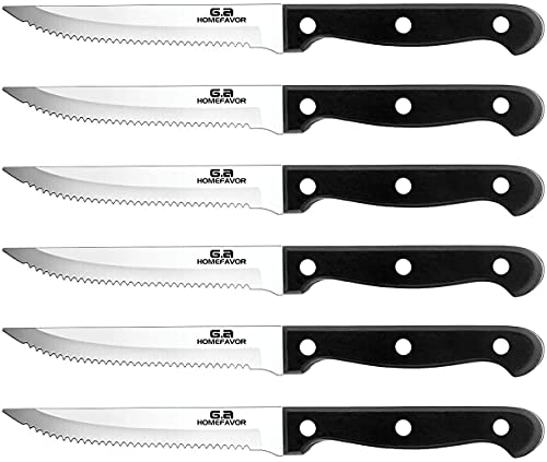 G.a HOMEFAVOR 6-teiliges Steakmesser Set, Edelstahl Wellenschliff steakbesteck, Scharf Besteckset, Besteck Messer, Steak Messer für Fleisch, Rindfleisch Schneiden, Messerset für Familie G.a HOMEFAVOR 6-teiliges Steakmesser Set, Edelstahl Wellenschliff steakbesteck, Scharf Besteckset, Besteck Messer, Steak Messer für Fleisch, Rindfleisch Schneiden, Messerset für Familie von G.a HOMEFAVOR