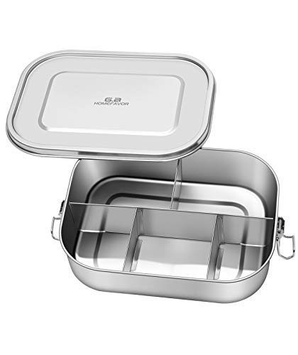 G.a HOMEFAVOR Brotdose Edelstahl Lunchbox 1400ml Auslaufsicher Brotdose Bento Box Fassungsvermögen mit 5 Fächern Für Kinder & Erwachsene von G.a HOMEFAVOR