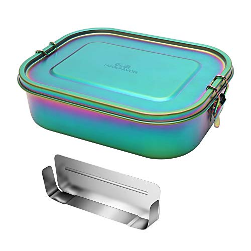 G.a HOMEFAVOR Edelstahl Brotdose Bento Box Auslaufsicher Groß Metall Lunchbox 1400ml mit Herausnehmbarer Trennwand Vesperdose, Galvanisierung Regenbogenfarbe, Brotzeitdose von G.a HOMEFAVOR