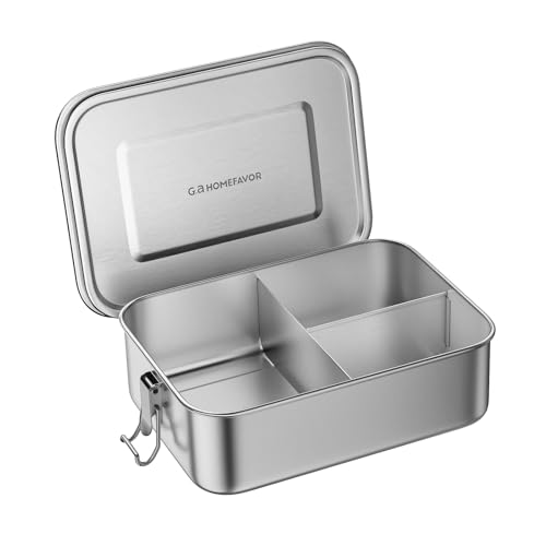 G.a HOMEFAVOR Edelstahl Brotdose Metall Lunchbox mit 3 Fächern 1200ml Auslaufsichere Bento Box Snackbox Sandwichbox Brotzeitdose mit Trennwand Vesperdose Brotbüchse G.a HOMEFAVOR Edelstahl Brotdose Metall Lunchbox mit 3 Fächern 1200ml Auslaufsichere Bento Box Snackbox Sandwichbox Brotzeitdose mit Trennwand Vesperdose Brotbüchse von G.a HOMEFAVOR