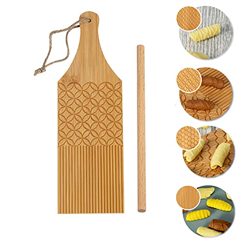 Combo Gnocchi Pasta Board Garganelli Board und Gnocchi Stripper Spaghetti Macaroni Pasta Board Bambus Rolling Cavatelli Pasta Maker Pasta Board Gnocchi Roller Küche Geschenkideen von /G