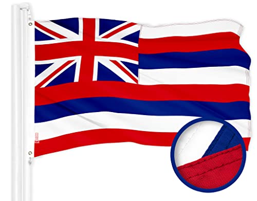 G128 Hawaii-Flagge | 90 x 152 cm | ToughWeave-Serie genäht 300D Polyester | genähte Streifen, für drinnen und draußen, Messingösen von G128