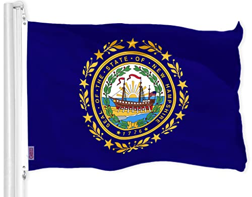 G128 New Hampshire NH State Flagge | 90 x 150 cm | LiteWeave Pro Serie bedrucktes 150D Polyester | für drinnen und draußen, lebendige Farben, Messingösen, dicker und langlebiger als 100D 75D Polyester von G128