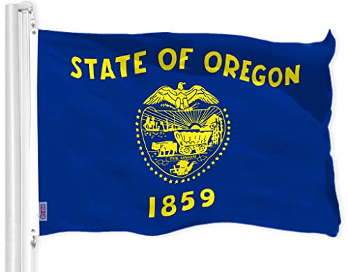 G128 Oregon OR State Flagge,90x150 cm,Double LiteWeave Pro Series doppelseitig bedrucktes 150D Polyester,für drinnen und draußen, lebendige Farben, dicker und langlebiger als 100D 75D Poly, 2-lagig von G128