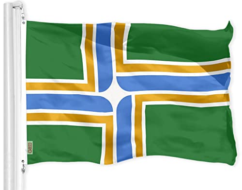 G128 Portland Stadt Flagge | 3x5 Fuß | Gedrucktes Polyester in 150D-Qualität - viel Dicker als 100D 75D Polyester, Flagge von Portland oder Oregon von G128