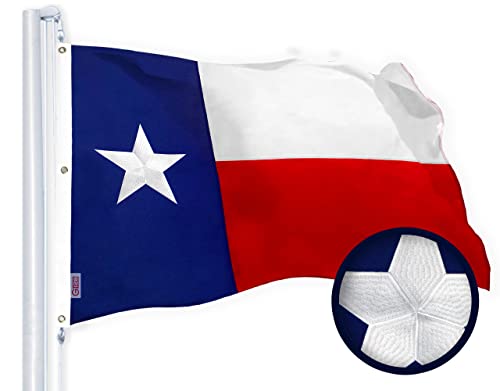 G128 Texas-Flagge | 1,8 x 3 m | StormFlyer-Serie bestickt, 220 g/m² gesponnenes Polyester | gesticktes Design, für drinnen und draußen, Messingösen, strapazierfähig, für jedes Wetter von G128