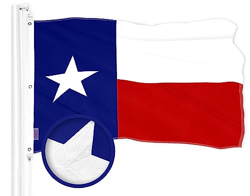 G128 Texas-Flagge | 1,8 x 3 m | besticktes 300D-Polyester – bestickte Sterne, genähte Streifen, Messingösen, für drinnen und draußen, lebendige Farben, hochwertiges Polyester von G128