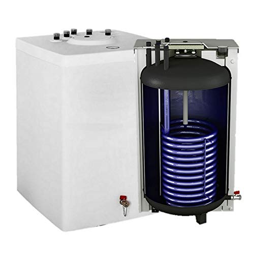 Warmwasserspeicher Unterstellspeicher Boiler mit 1 Wärmetauscher 120 Liter inkl. Magnesiumschutzanode, Ablasshahn, Zirkulation von G2 Energy Systems