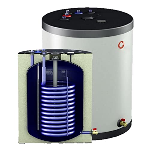 Warmwasserspeicher Unterstellspeicher mit 1 Wärmetauscher Energieeffizienzklasse A, Anschlüsse oben, Standspeicher Boiler mit Ablasshahn - 160 Liter von G2 Energy Systems