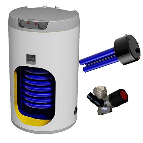 Warmwasserspeicher Standspeicher Elektrospeicher Kombispeicher mit 1 Wärmetauscher mit 2,2 kW Keramikheizstab incl. Sicherheitsventil - 100 Liter von G2 Energy Systems