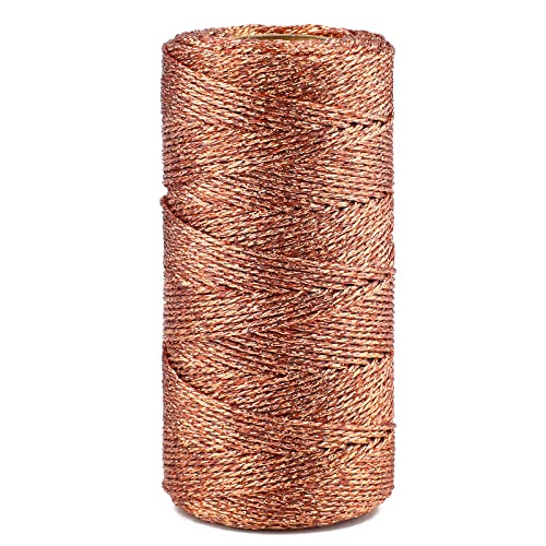 G2PLUS 1.5MM Roségold Metallic Kordel, 100M Nicht Elastisch Kordelband Schnur, DIY Bastelschnur zum Weihnachten, Handwerk Hochzeit Dekorieren oder Geschenkverpackung von G2PLUS