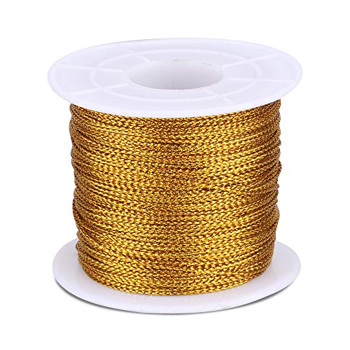 G2PLUS 100M Gold Kordel 1MM Gold Metallic Kordel,Goldschnur Nicht Elastisch Kordelband Schnur Goldfaden zum Basteln Handwerk Hochzeit Dekorieren oder Verpacken von G2PLUS