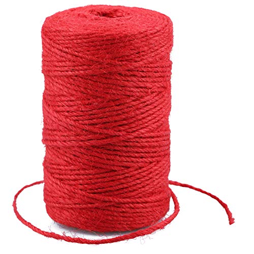 G2PLUS 100M Rot Juteschnur, 2MM Jute Schnur für Garten, 3-Lagig Bastelschnur für Basteln, Jute Dekokordel für DIY Kunstgewerbe Gartenarbeit von G2PLUS