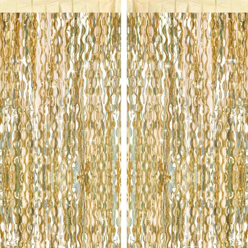 G2PLUS Champagner Gold Lametta Vorhang Welle: Metallic Glitzervorhang, Ideal Dekoration für Weihnachten, Hochzeit, Geburtstag Party, Perfekt als Foto Hintergrund, 2er Set G2PLUS Champagner Gold Lametta Vorhang Welle: Metallic Glitzervorhang, Ideal Dekoration für Weihnachten, Hochzeit, Geburtstag Party, Perfekt als Foto Hintergrund, 2er Set von G2PLUS