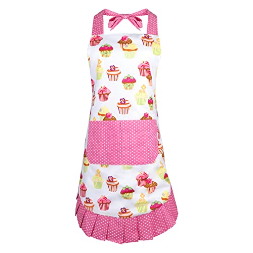 G2PLUS Schön Kinder Schürze Schürzen Baumwolle Küchenschürze Modische Apron mit Taschen zum Kochen oder Backen von G2PLUS