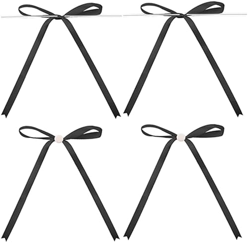 G2PLUS Schwarz Satin-Schleifen Set: 13x18cm Klebepunkte and Drahtbinder Geschenkschleifen für Verpackung, DIY Basteln, Hochzeit, Party – 30 Stück von G2PLUS