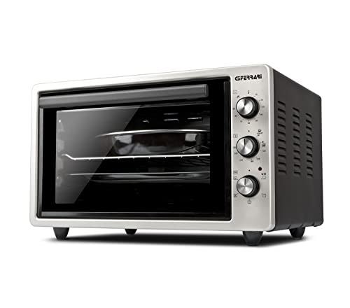 G3 Ferrari G10153 Umluft-Elektrobackofen, 1400 W, 5 Garprogramme, emaillierter Innenraum, Grill-, Unterhitze- und Kombifunktion, 90 Min Timer, inkl. Zubehör, Silber,Schwarz, 45 L von G3 Ferrari
