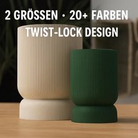 Pflanztopf Mit Twist-Lock Untersetzer | 20+ Farben 2 Größen Modernes Design von G3DprintsDE
