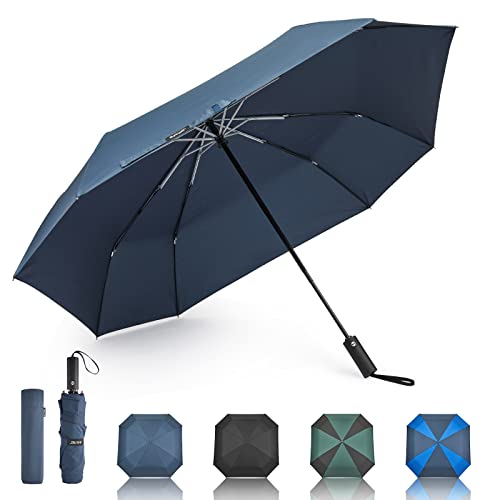 G4Free 54 Zoll Großer Taschenschirm & Golfschirm, Automatischer Quadratischer 3-faltbarer Windfester Regenschirm Kompakter Reise-Regenschirm von G4Free