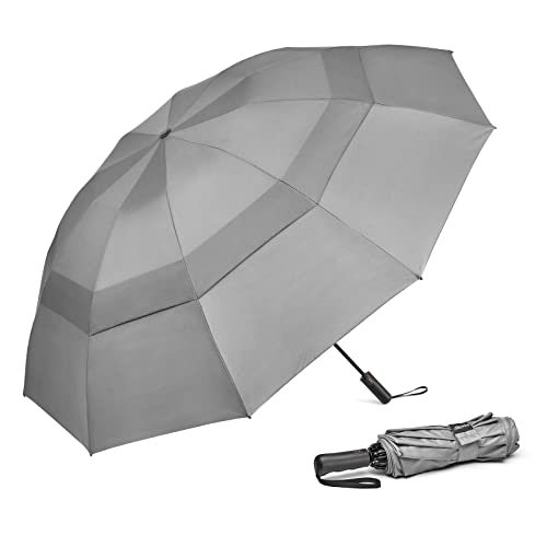 G4Free 62 Zoll Regenschirm Sturmfest Taschenregenschirm Großer Taschenschirm Klappschirm Doppelt Belüfteter Baldachin Automatisches Öffnen Starker Winddichter Wasserdichter von G4Free