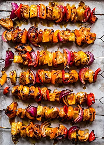 24 Metall Grillspieße BBQ Essen Fleisch Kebab Spieße Grill Fleisch Kochen Stahl Sticks Barbecue von G4GADGET