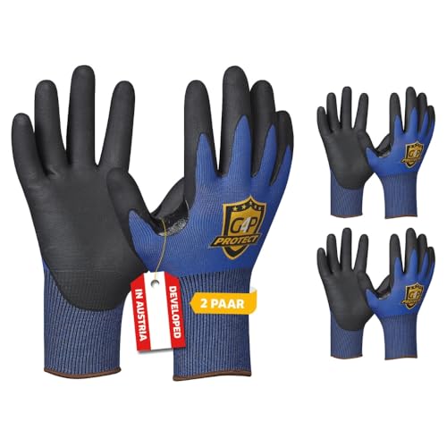 G4P Anti Cut Pro Schnittschutzhandschuhe - 2 Paar Arbeitshandschuhe, Schnittschutzklasse D mit Touchscreen-Funktion, Montagehandschuhe aus UHMWPE für Präzisionsarbeiten & Industrie, Gr. L (Gr. 9) von G4P protect