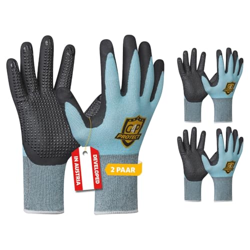 G4P Multi Flex Cool&Touch - Arbeitshandschuhe mit Touchscreen-Funktion, 2 Paar, Kühlende Thermatech-Faser, Nitril-Mikroschaum Beschichtung, Gr. L (Gr. 9), Farbe: Blau/Schwarz von G4P protect