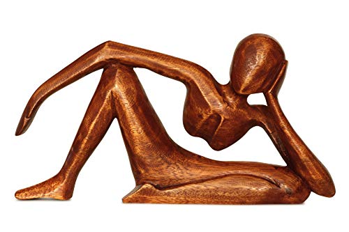 G6 Collection 30,5 cm abstrakte Skulptur aus Holz, handgefertigt, Motiv: entspannender Mann – Statue Home Decor Dekofigur, Akzentdekoration, handgeschnitzt von G6 Collection