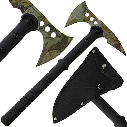 G8DS® Wurfaxt Axt Beil AXT Schwarz Tomahawk inkl. Kopftasche (grün, 1) von G8DS