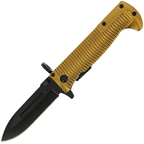 G8DS Einhandmesser Aluminium gold schwarz Gürtelclip von G8DS