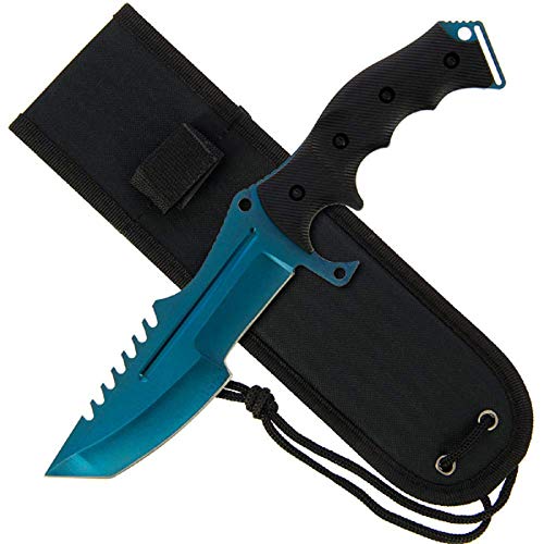 G8DS Huntsman Style Knife mit Gummigriff und Blue Edge Blade (934) Messer mit blauer Klinge von G8DS